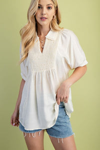 Ivory Puff Slv Classic Blouse