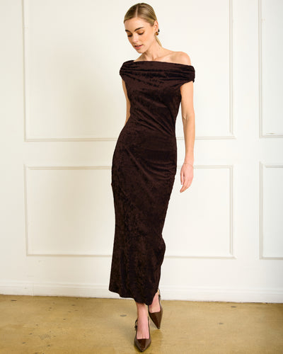 Dark Brown Velvet Maxi Dress