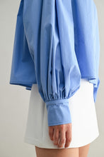 Load image into Gallery viewer, Blue Oversized LS Crop Shirt
