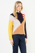 Load image into Gallery viewer, Beige Colorblock Pattern Knit Sweater (THML)