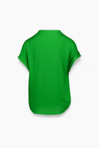 Whipstitch SS V-Neck Blouse Green