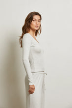 Load image into Gallery viewer, Perfect White Tee Ash Waffle LS U Neck Tee