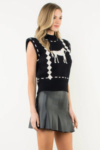 Black Knit Horse Vest (THML)