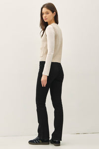Oatmeal Crewneck Button Sweater Vest