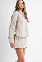 Load image into Gallery viewer, Lt. Taupe Striped LS Button Shirt + Skort Set