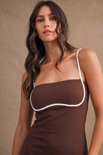 Load image into Gallery viewer, Contrast Trim A-Line Romper Brown