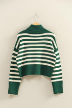 Load image into Gallery viewer, Green/Cream Striped Knit Sweater