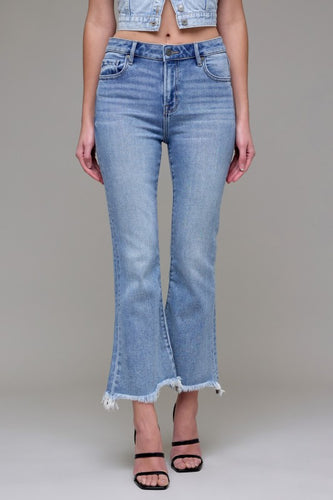 Hidden 27” Inseam Happi HW Crop Flare Jean-Light Wash