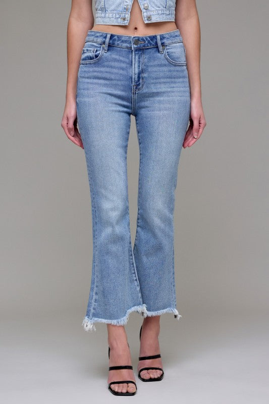 Hidden 27” Inseam Happi HW Crop Flare Jean-Light Wash