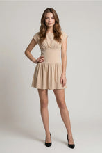 Load image into Gallery viewer, Ecru Textured Fitted Waist Dress