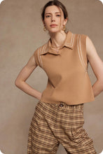 Load image into Gallery viewer, Tan Stitched Slvls Sweater Top