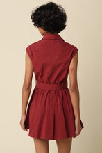 Load image into Gallery viewer, SS Button Down Belted Dress Maroon