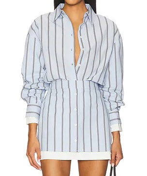 Blue/White Striped LS Button Down Shirt