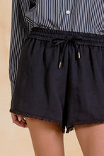 Load image into Gallery viewer, Navy Drawstring Fray Hem Shorts