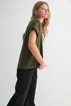 Load image into Gallery viewer, Satin V-Neck SS Top Olive