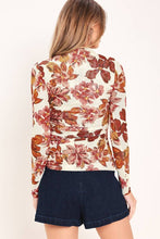 Load image into Gallery viewer, Ivory/Mauve Floral LS Mesh Top