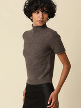 Load image into Gallery viewer, Brown SS Mock Neck Sweater Top