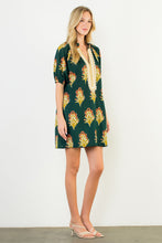 Load image into Gallery viewer, Green Floral Print Striped Detail Dress (THML)