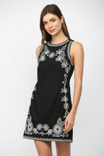 Load image into Gallery viewer, Black Embroidered Linen Slvls Dress