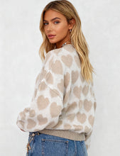 Load image into Gallery viewer, Heart Sweater Khaki