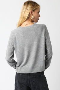 Crew Neck LS Knit Top Heather Grey