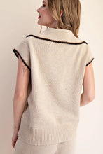 Load image into Gallery viewer, Beige Collar Stitched Sweater Top