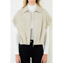 Load image into Gallery viewer, Cream Leather Zip Up Slvls Jacket (THML)