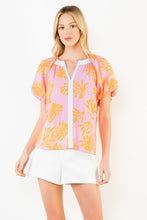 Load image into Gallery viewer, Pink Puff Slv Floral Pattern Top (THML)