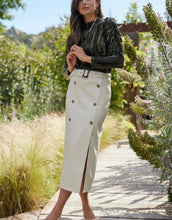 Load image into Gallery viewer, Cream Leather Midi Skirt w/ Belt