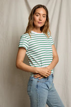 Load image into Gallery viewer, Perfect White Tee Everett Green Striped Jersey SS Tee