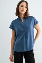 Load image into Gallery viewer, Blue Satin Dolman Slv Blouse