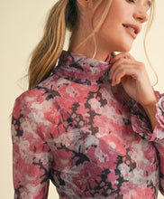 Load image into Gallery viewer, Mauve Pink Floral Mesh LS Top