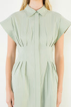 Load image into Gallery viewer, Green Striped Collared Button Down Dress (THML)