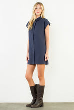 Load image into Gallery viewer, Navy Button Down Collared Short Dress (THML)