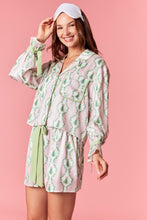 Load image into Gallery viewer, Christmas Printed Satin Top + Shorts PJ Set Pink/Green