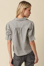 Load image into Gallery viewer, Cream/Black Gingham Puff Slv Blouse