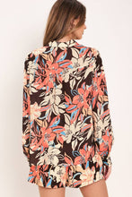 Load image into Gallery viewer, Dark Brown Multi Floral Print LS Top