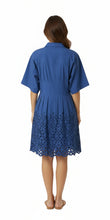 Load image into Gallery viewer, Navy Matta Eyelet Detail Dress
