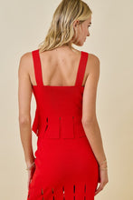 Load image into Gallery viewer, Red sweater tank top with fringe hem
