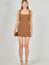 Load image into Gallery viewer, Brown Bow Tie Scoop Neck Dress