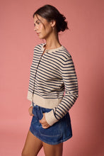 Load image into Gallery viewer, Taupe/Black Striped Cardigan