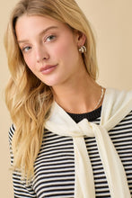 Load image into Gallery viewer, Black Striped SS Sweater w/ Shawl Set