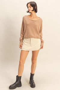 Dk. Taupe Cropped Sweater Top