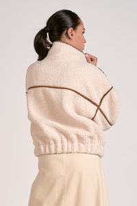 Off White/Brown Bomber Jacket