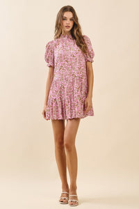 Pink Paisley Button Down Ruffle Detail Dress
