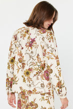 Load image into Gallery viewer, Mauve Corduroy Floral Split Neck LS Blouse