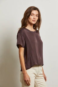 Perfect White Tee Cocoa SS Satin Crew Neck Tee