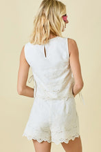 Load image into Gallery viewer, Cream Linen Embroidered Side Tie Top
