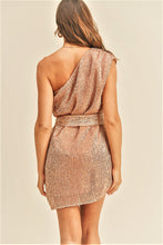 Load image into Gallery viewer, Blush Sequin One Shoulder Dress