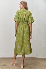 Load image into Gallery viewer, Green Multi Floral Puff Slv Midi Dress